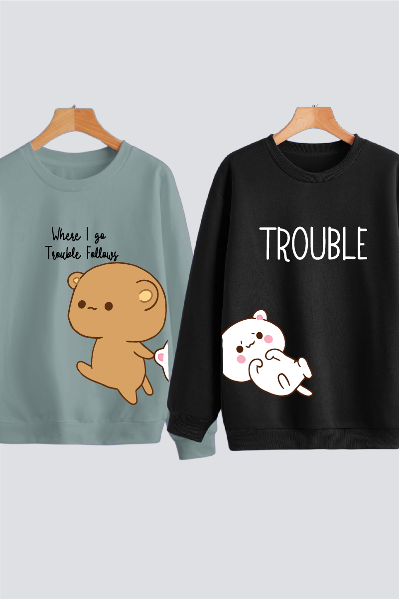 Trouble Couple Unisex Sweatshirts - Pack of 2