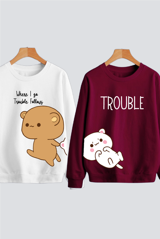 Trouble Couple Unisex Sweatshirts - Pack of 2