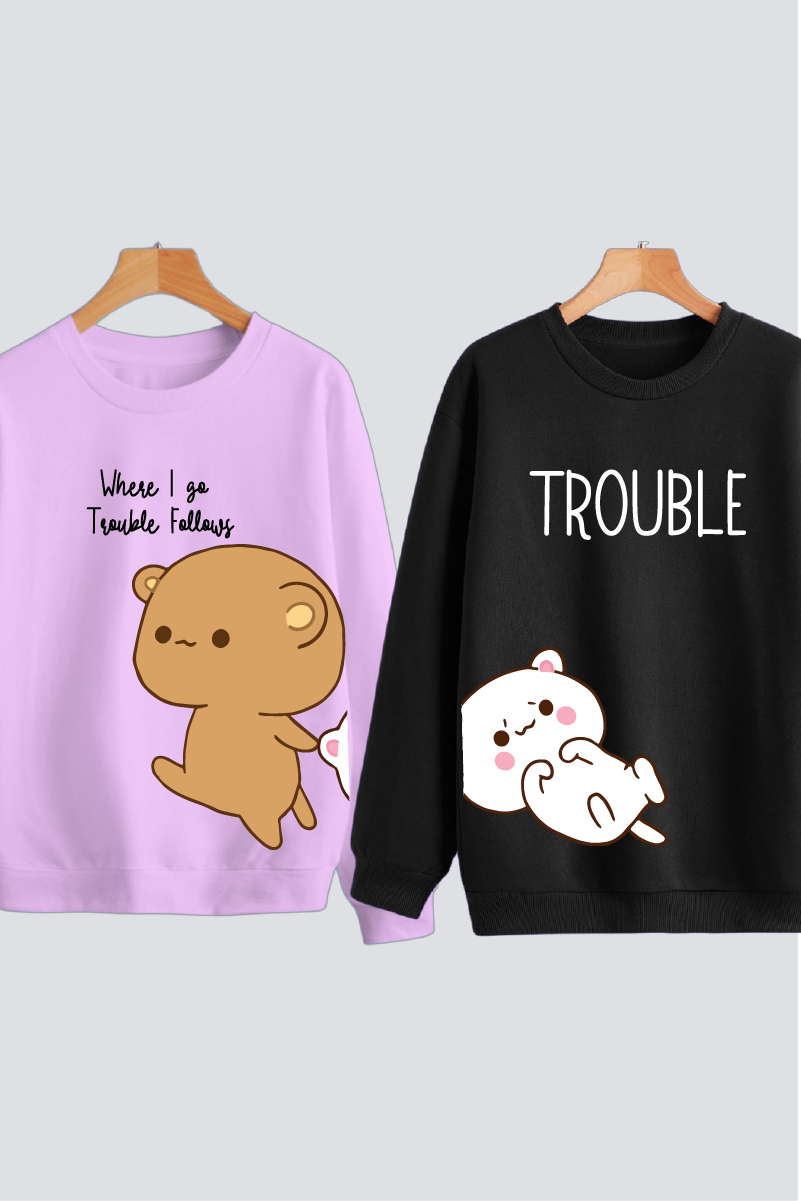 Trouble Couple Unisex Sweatshirts - Pack of 2