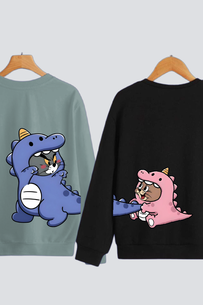 Dino Tom & Jerry Chase Couple Unisex Sweatshirts - Pack of 2 (Back Design)