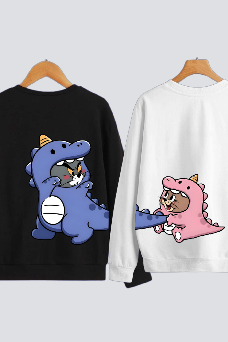 Dino Tom & Jerry Chase Couple Unisex Sweatshirts - Pack of 2 (Back Design)