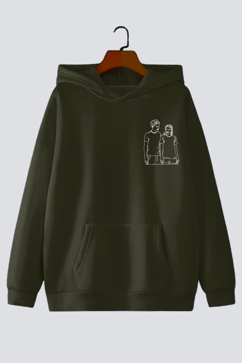 Customised Line Art Oversized Drop-Shoulder Hoodie