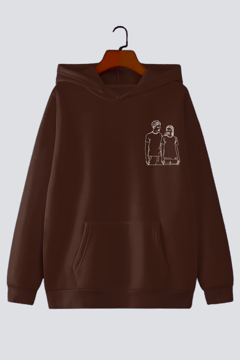 Customised Line Art Oversized Drop-Shoulder Hoodie