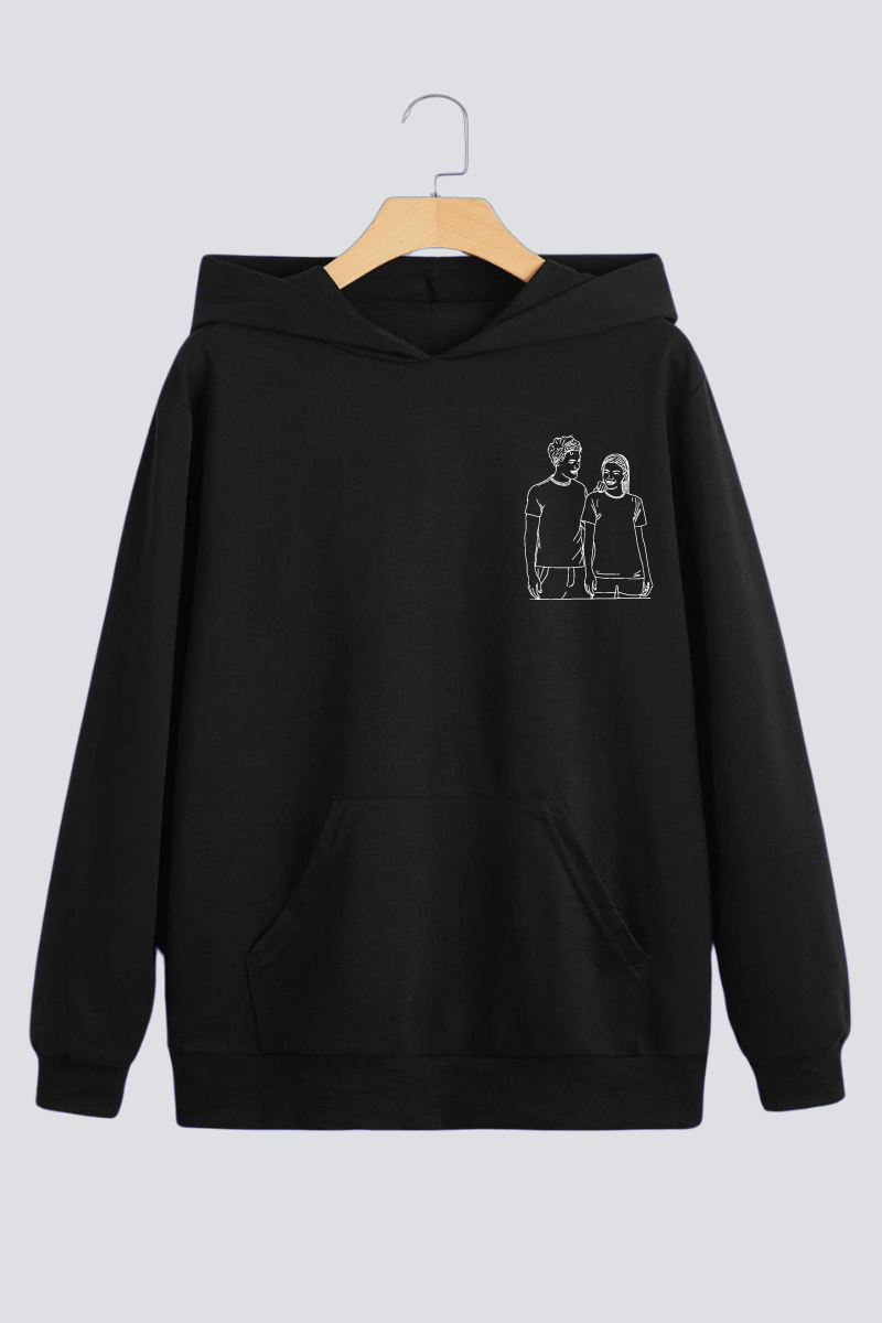 Customised Line Art Oversized Drop-Shoulder Hoodie