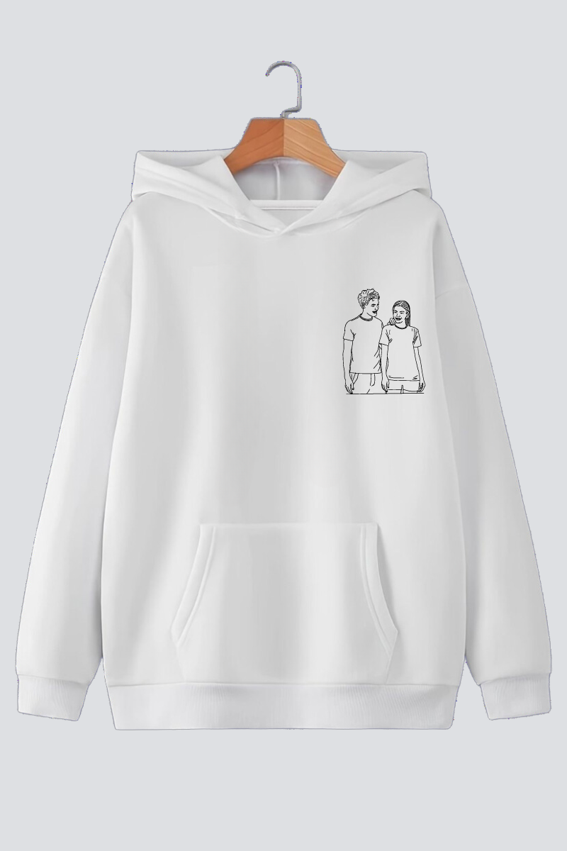 Customised Line Art Oversized Drop-Shoulder Hoodie