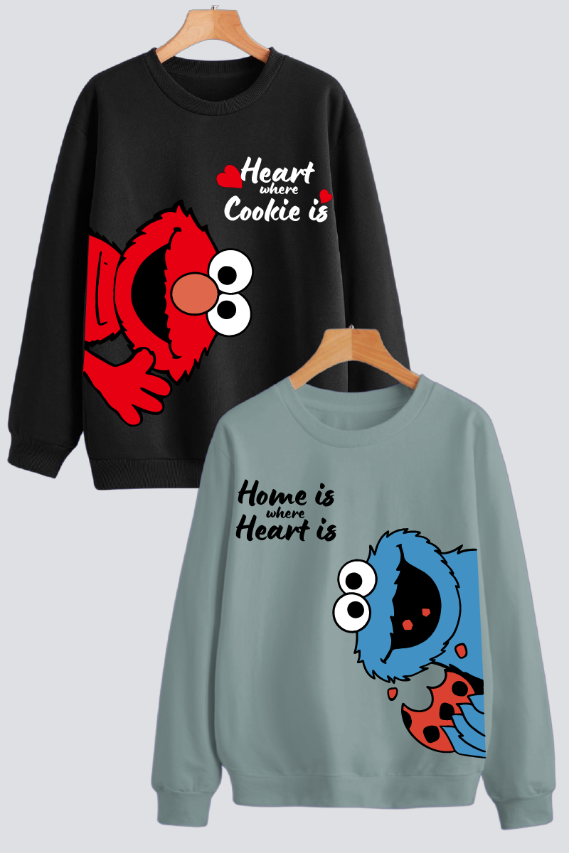 Heart and Cookies Couple Unisex Sweatshirts - Pack of 2