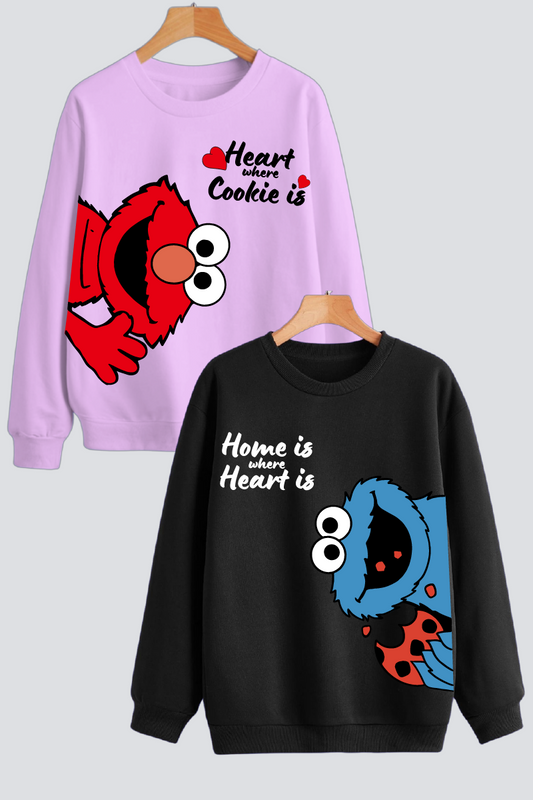 Heart and Cookies Couple Unisex Sweatshirts - Pack of 2