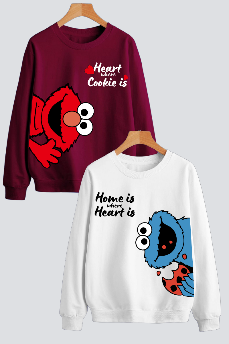 Heart and Cookies Couple Unisex Sweatshirts - Pack of 2