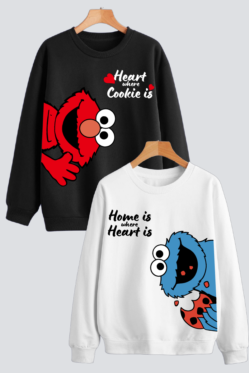 Heart and Cookies Couple Unisex Sweatshirts - Pack of 2