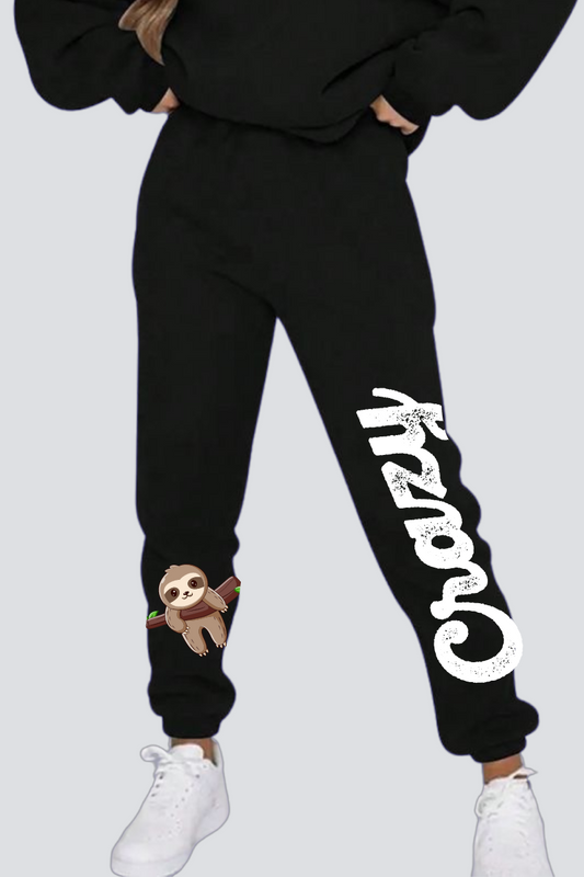 Crazy Sloth Straight Fit Joggers - Black