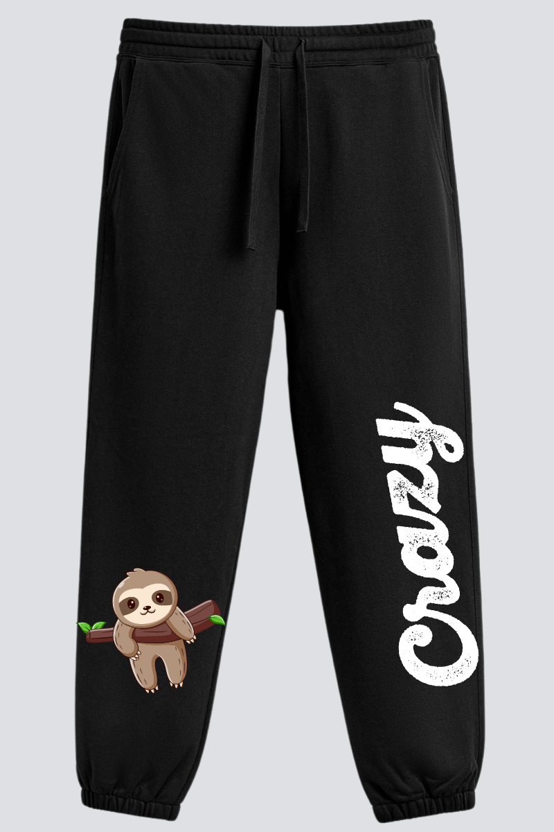 Crazy Sloth Straight Fit Joggers - Black