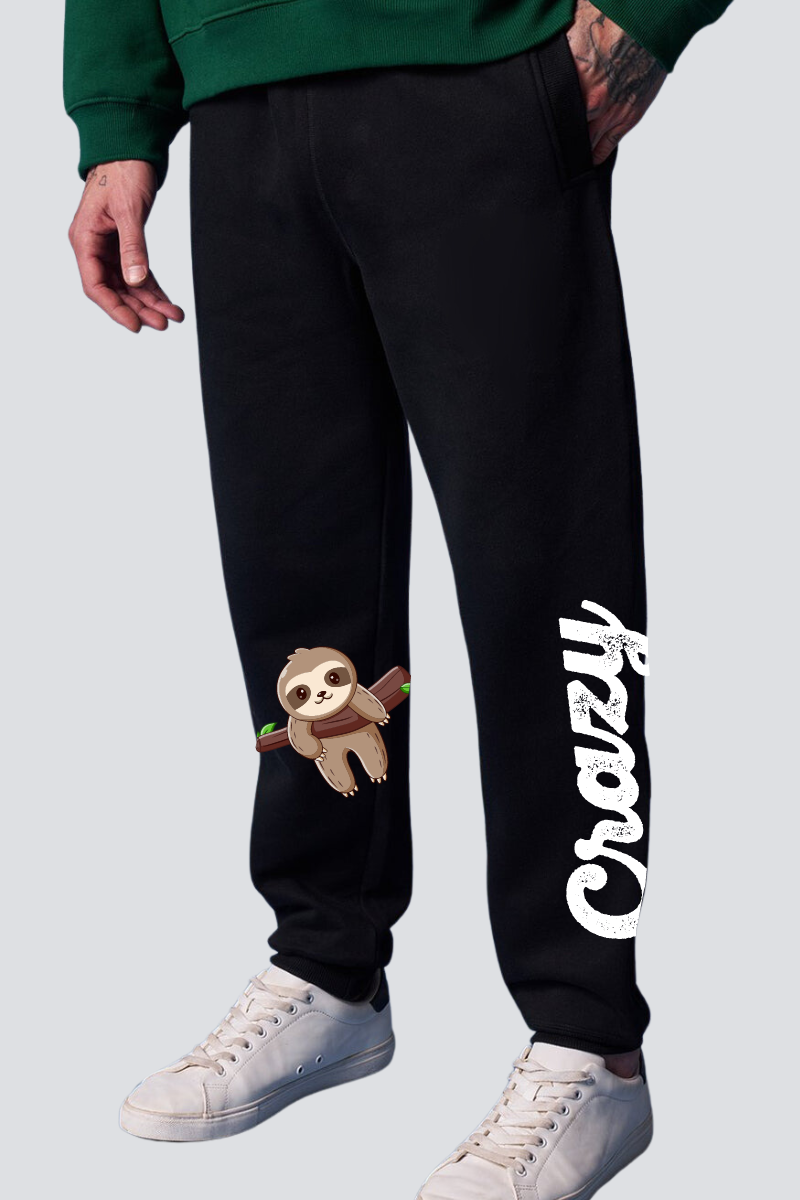 Crazy Sloth Straight Fit Joggers - Black