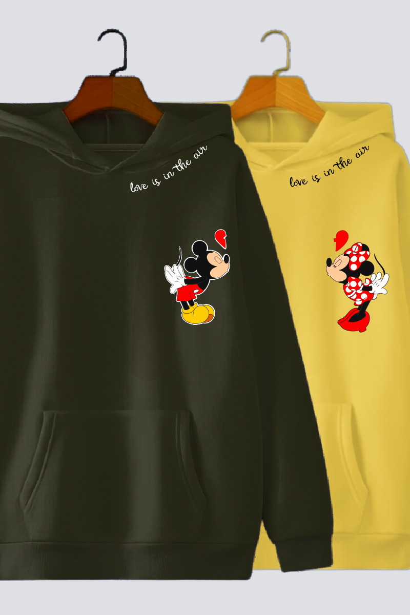 Mickey Minnie Couple Oversized Drop Shoulder Hoodies - Pack of 2