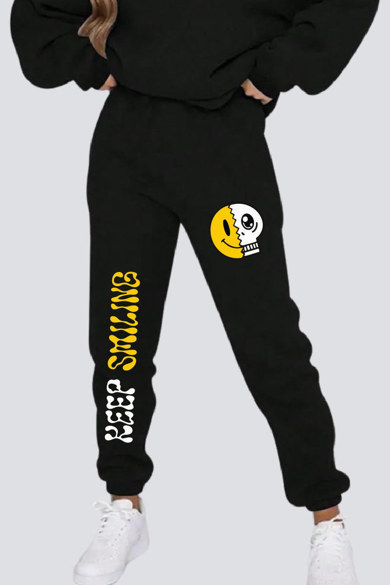 Keep Smiling Straight Fit Joggers - Black