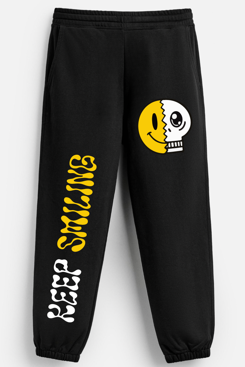 Keep Smiling Straight Fit Joggers - Black