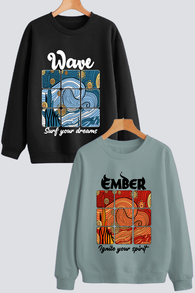 Wave & Ember Couple Unisex Sweatshirts - Pack of 2