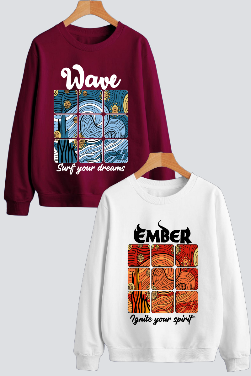 Wave & Ember Couple Unisex Sweatshirts - Pack of 2