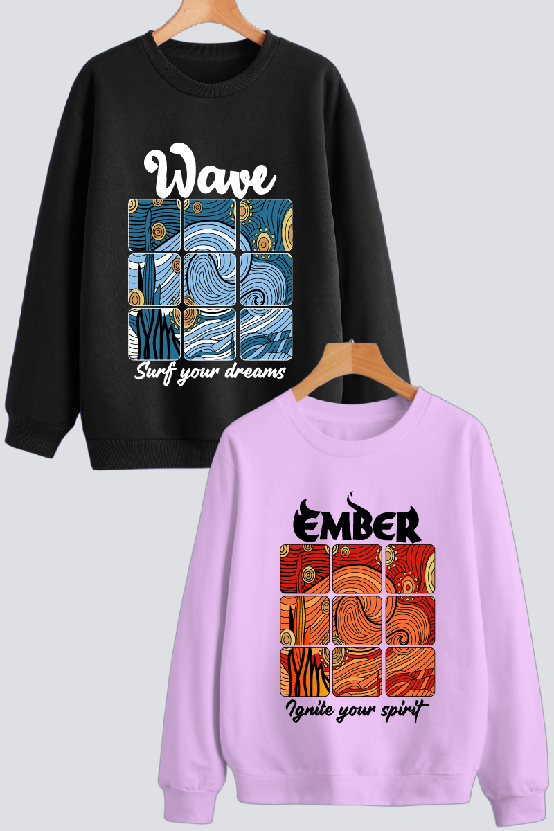 Wave & Ember Couple Unisex Sweatshirts - Pack of 2