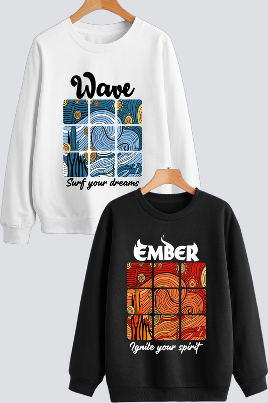 Wave & Ember Couple Unisex Sweatshirts - Pack of 2