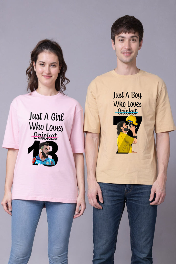 IPL Fan Oversized Couple Tees – 7 & 18 Edition - Pack of 2
