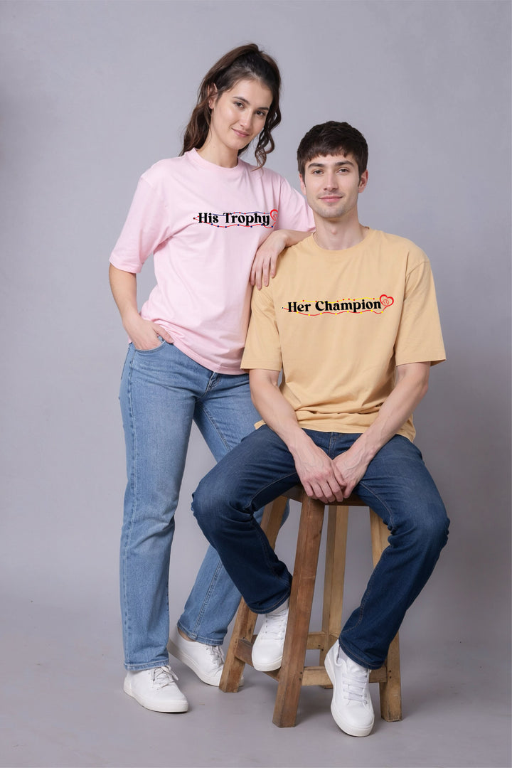 Her Champion & His Trophy Couple T-Shirts - Pack of 2