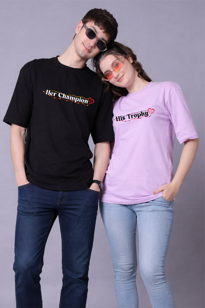 Her Champion & His Trophy Couple T-Shirts - Pack of 2