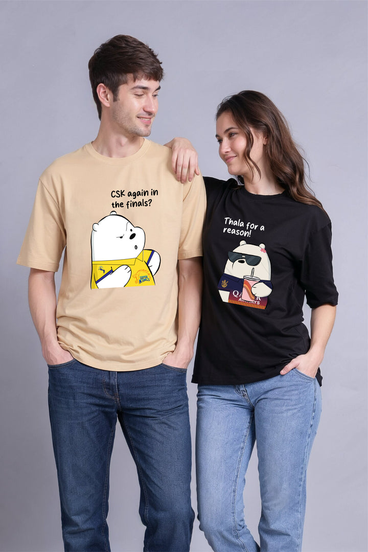 CSK vs RCB IPL Couple Oversized T-Shirts - Pack of 2
