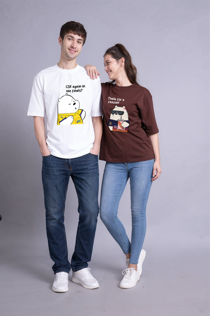 CSK vs RCB IPL Couple Oversized T-Shirts - Pack of 2
