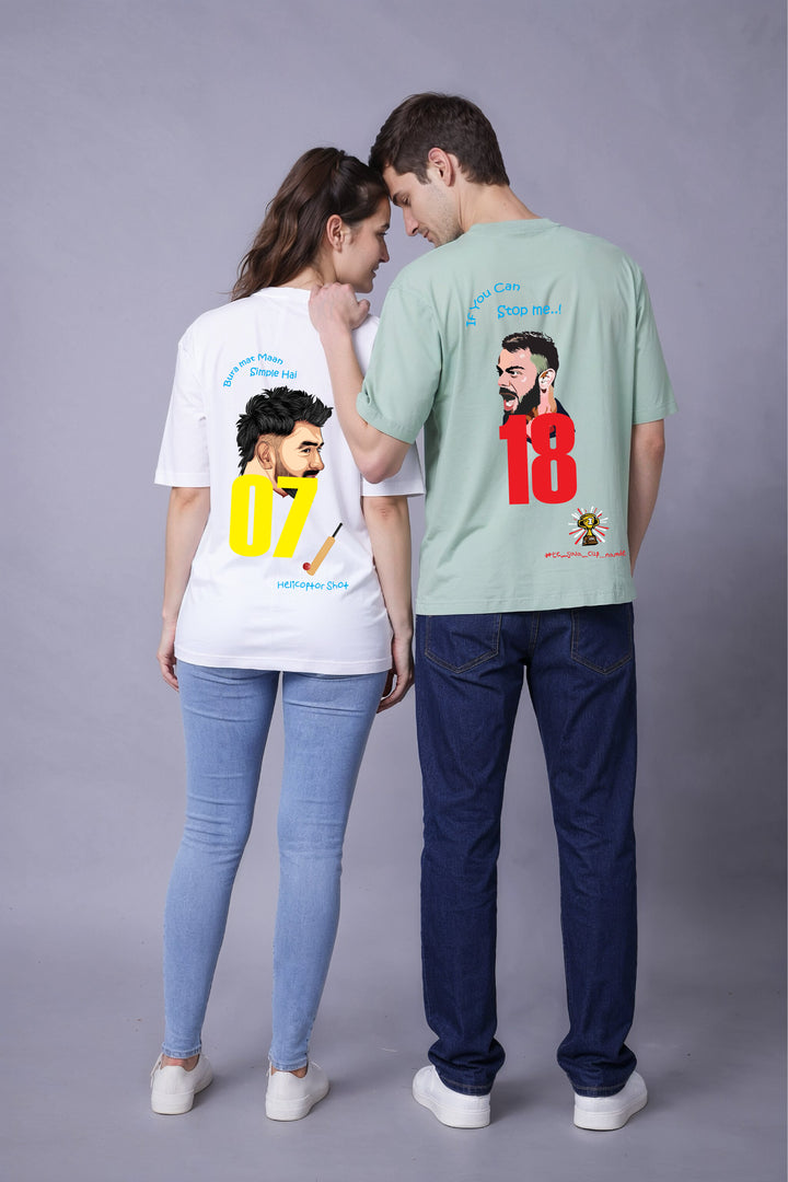 Legendary 18 & 07 IPL Couple Oversized Tees - Pack of 2