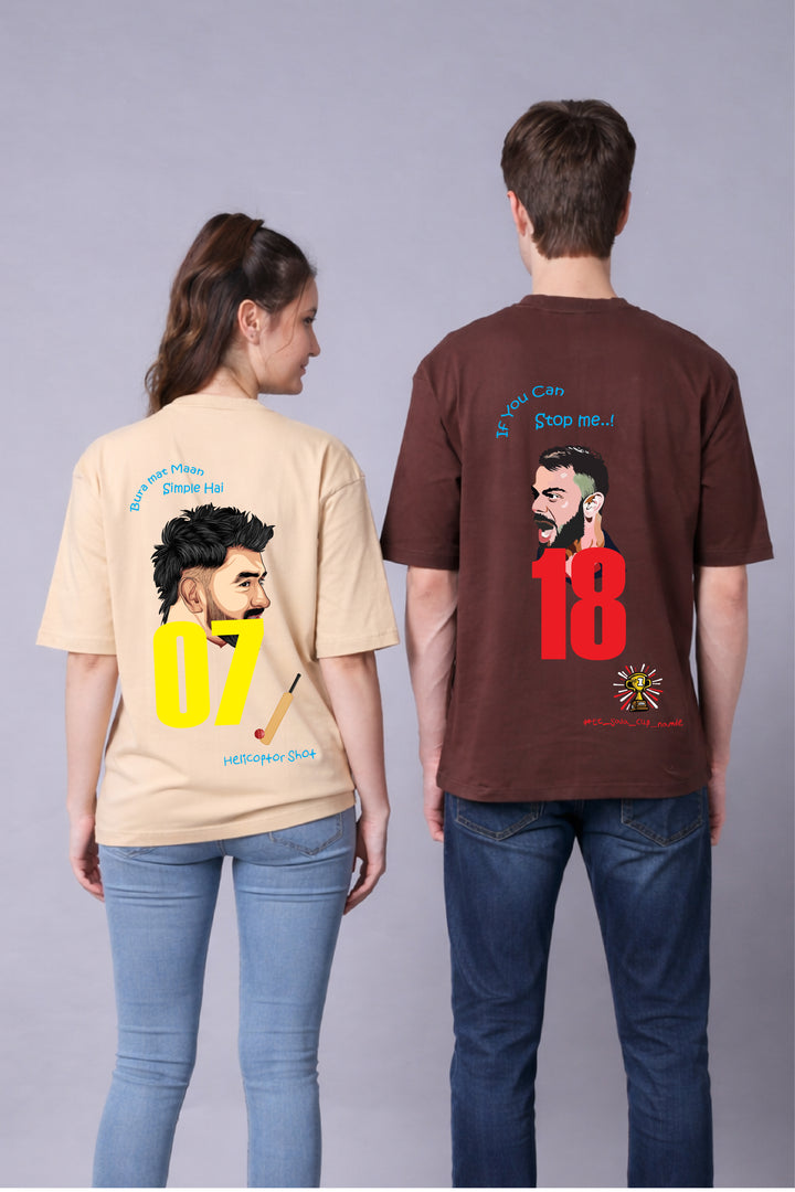 Legendary 18 & 07 IPL Couple Oversized Tees - Pack of 2