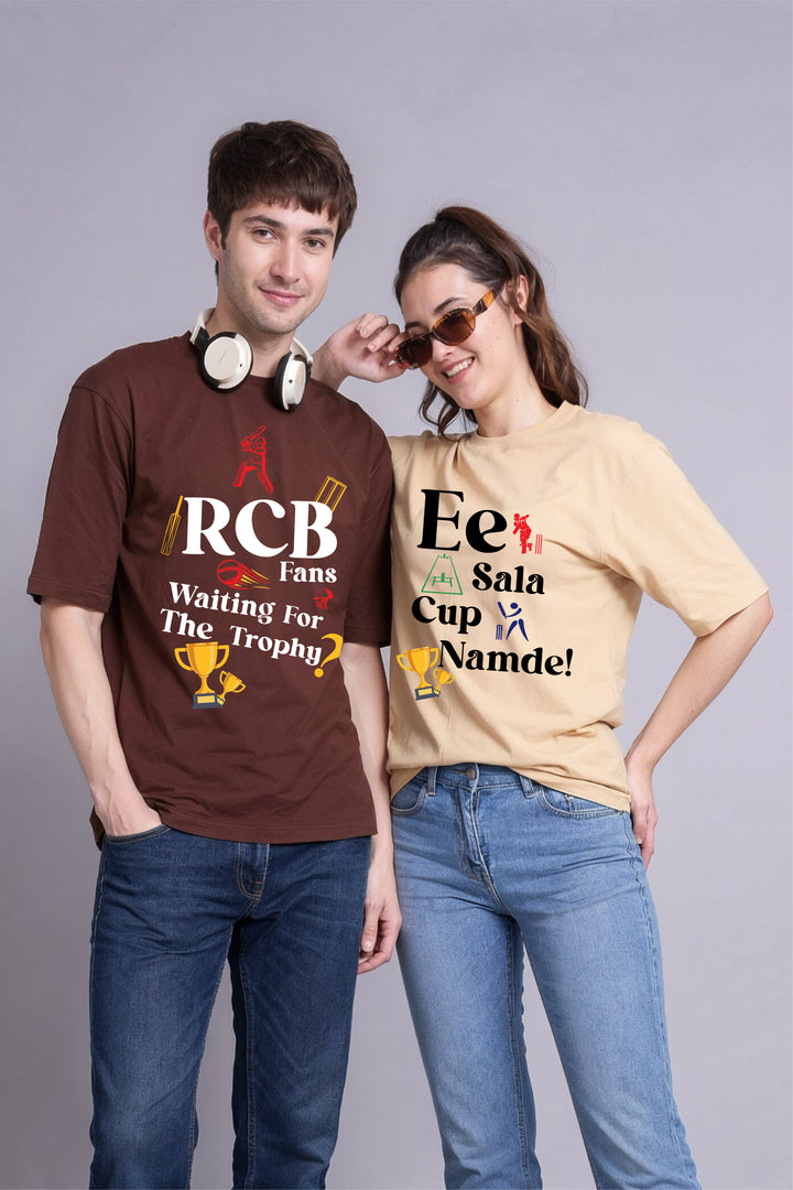 RCB Fan Couple Oversized Tees - Pack of 2