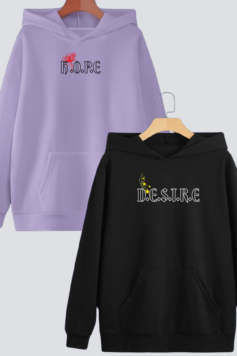 "Hope" and "Desire" Oversized Drop Shoulder Hoodies - Pack of 2