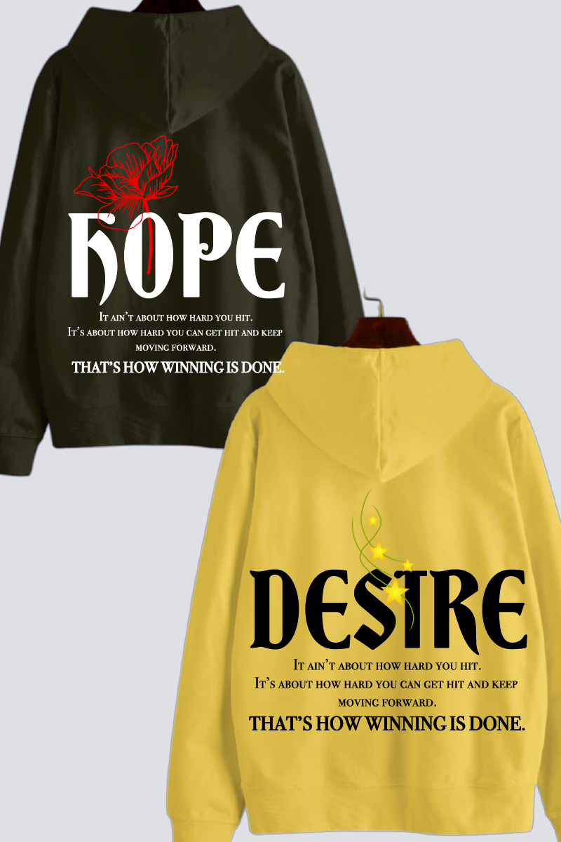 "Hope" and "Desire" Oversized Drop Shoulder Hoodies - Pack of 2