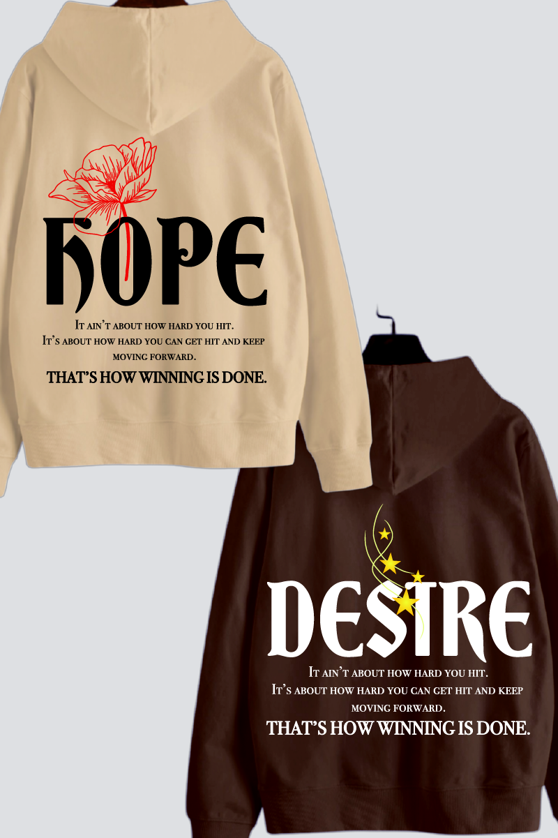 "Hope" and "Desire" Oversized Drop Shoulder Hoodies - Pack of 2