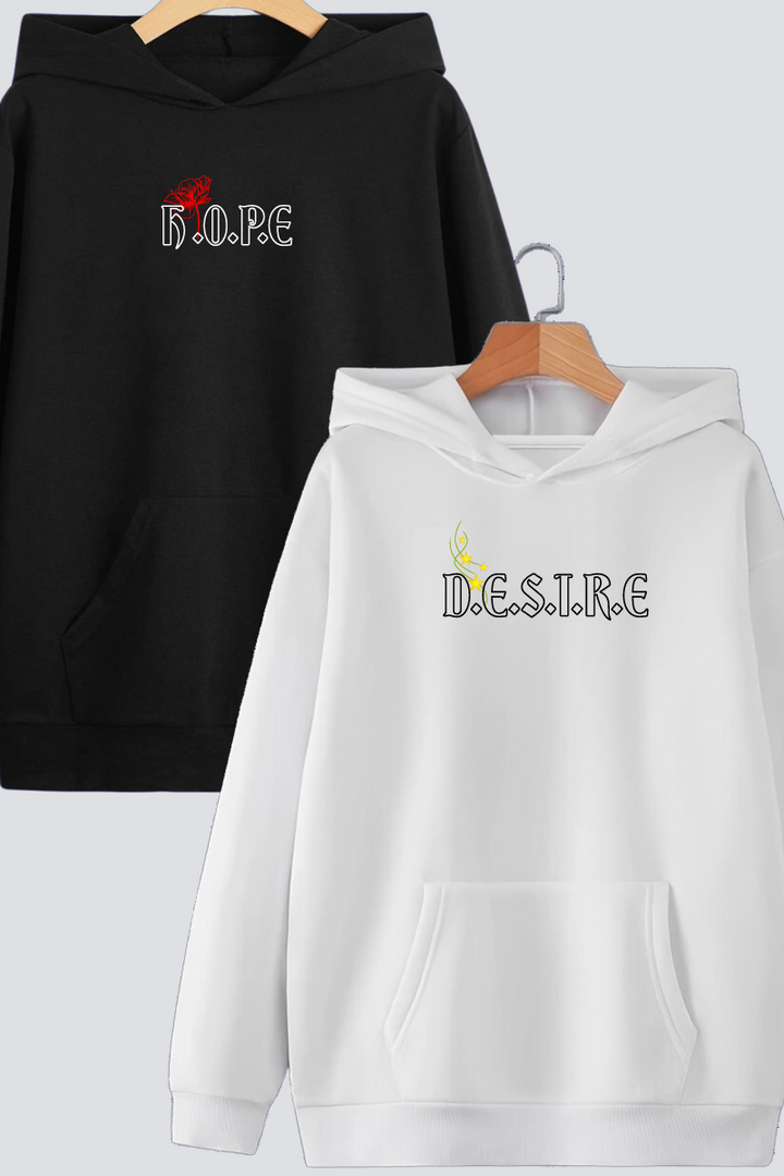 "Hope" and "Desire" Oversized Drop Shoulder Hoodies - Pack of 2