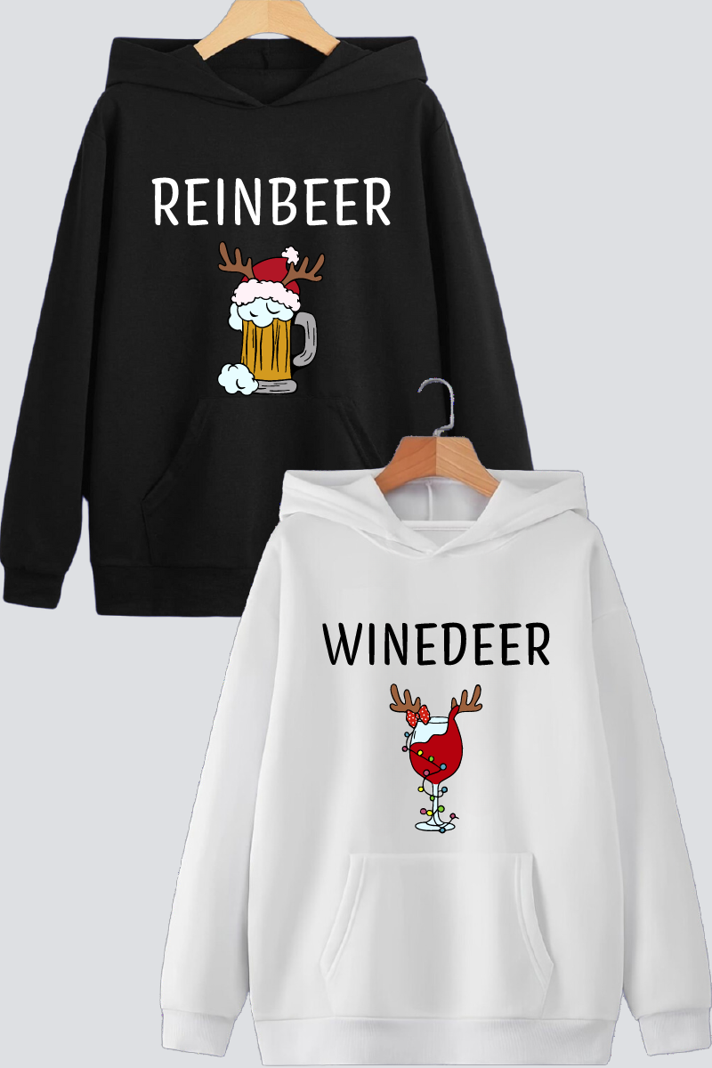 Cheers to the Holidays Couple Oversized Drop Shoulder Hoodies