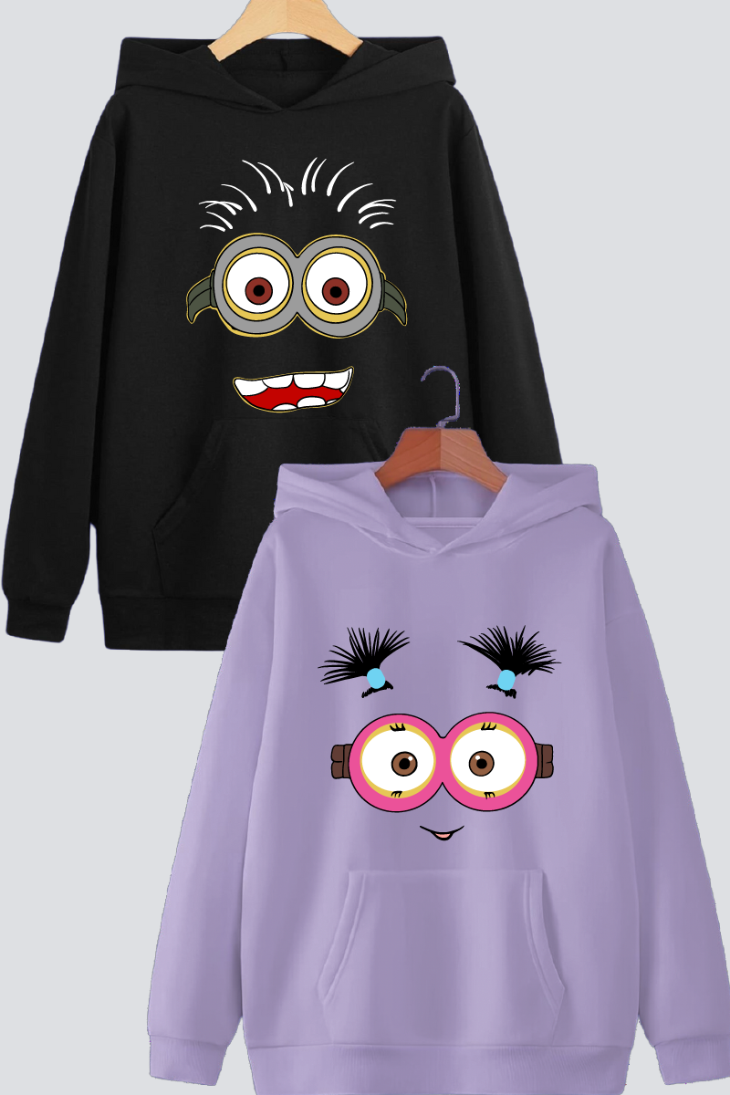 Cheeky Minion Faces Oversized Drop Shoulder Hoodies - Pack of 2