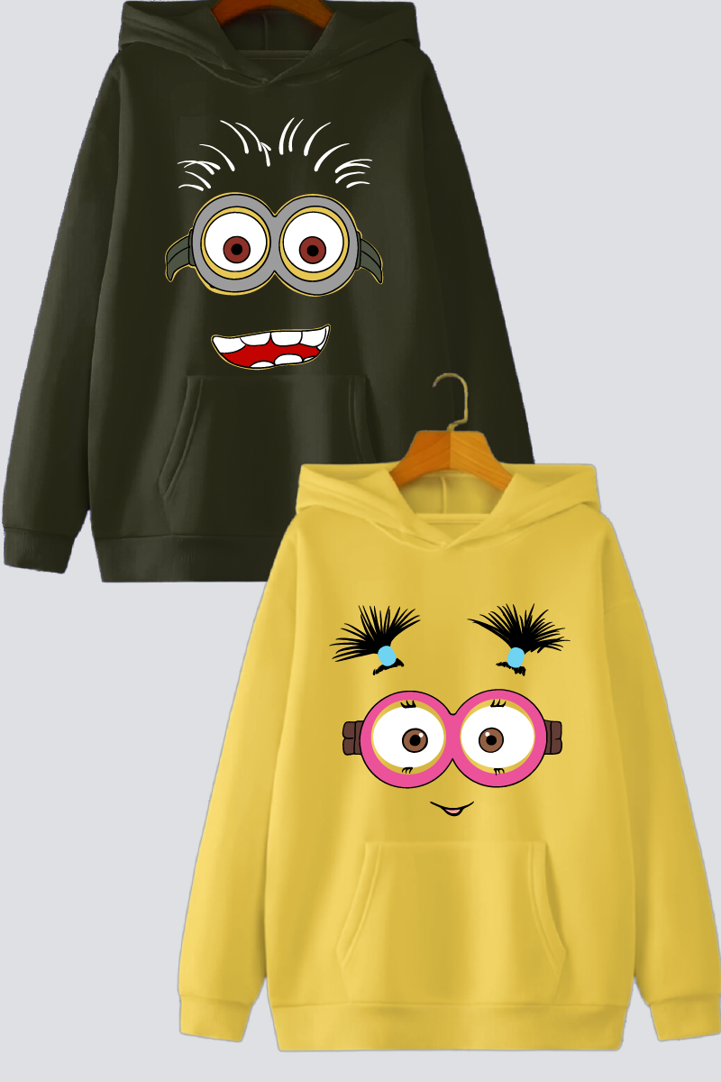 Cheeky Minion Faces Oversized Drop Shoulder Hoodies - Pack of 2