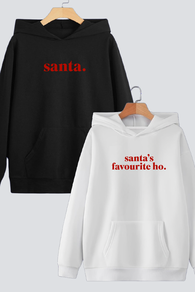 Cheeky Holiday Slogan Couple Oversized Drop Shoulder Hoodies - Pack of 2