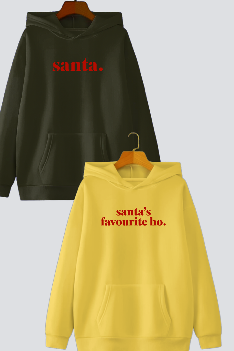 Cheeky Holiday Slogan Couple Oversized Drop Shoulder Hoodies - Pack of 2