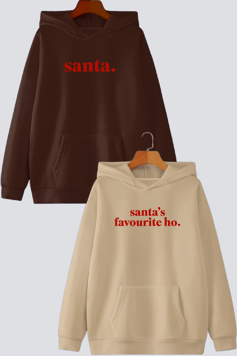 Cheeky Holiday Slogan Couple Oversized Drop Shoulder Hoodies - Pack of 2