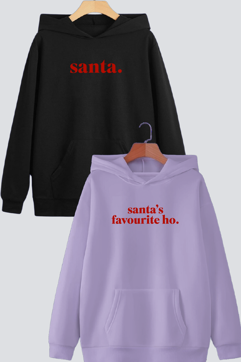 Cheeky Holiday Slogan Couple Oversized Drop Shoulder Hoodies - Pack of 2