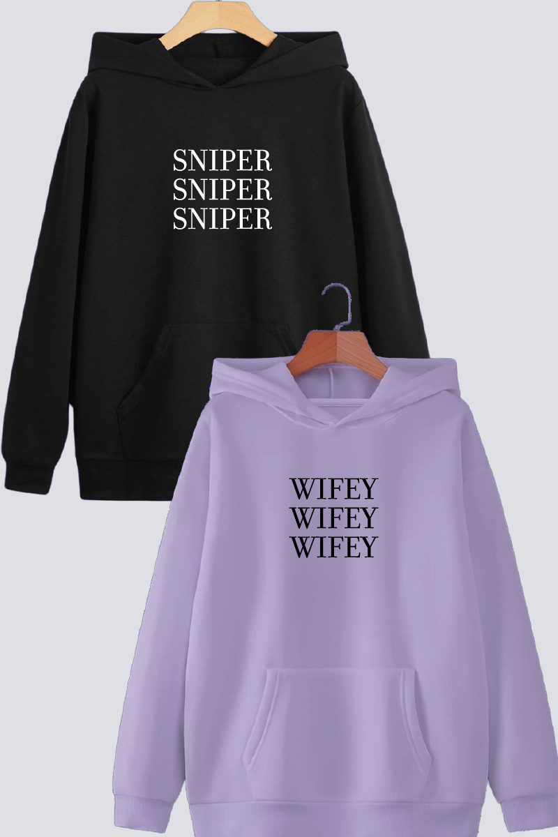 Sniper & Wifey Oversized Drop Shoulder Hoodies - Pack of 2