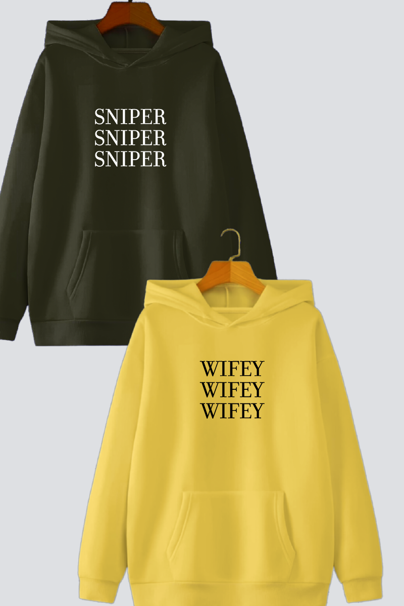 Sniper & Wifey Oversized Drop Shoulder Hoodies - Pack of 2