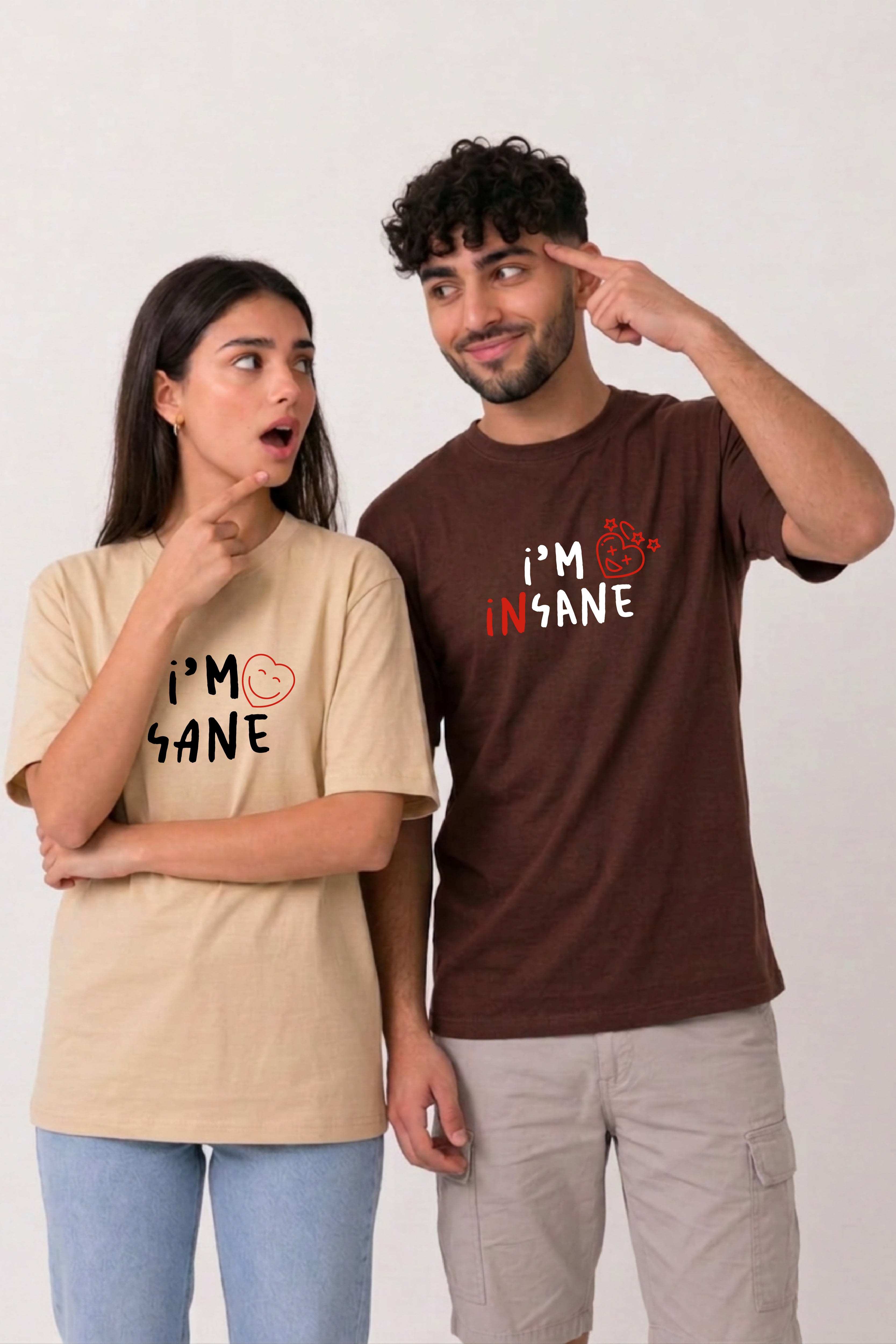 I am sane Couple Oversized Tees — Pack of 2