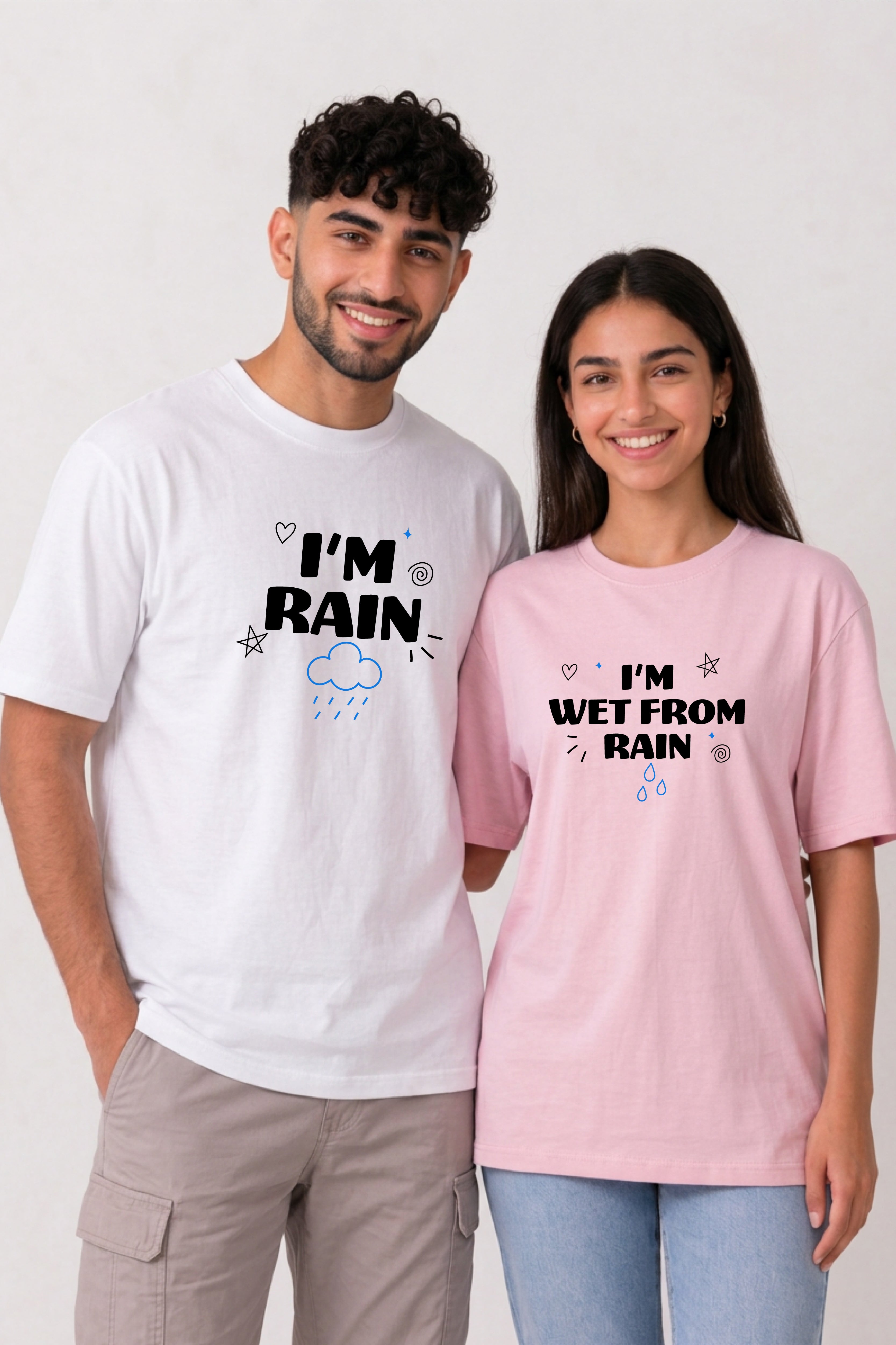 I am rain  Couple Oversized Tees — Pack of 2