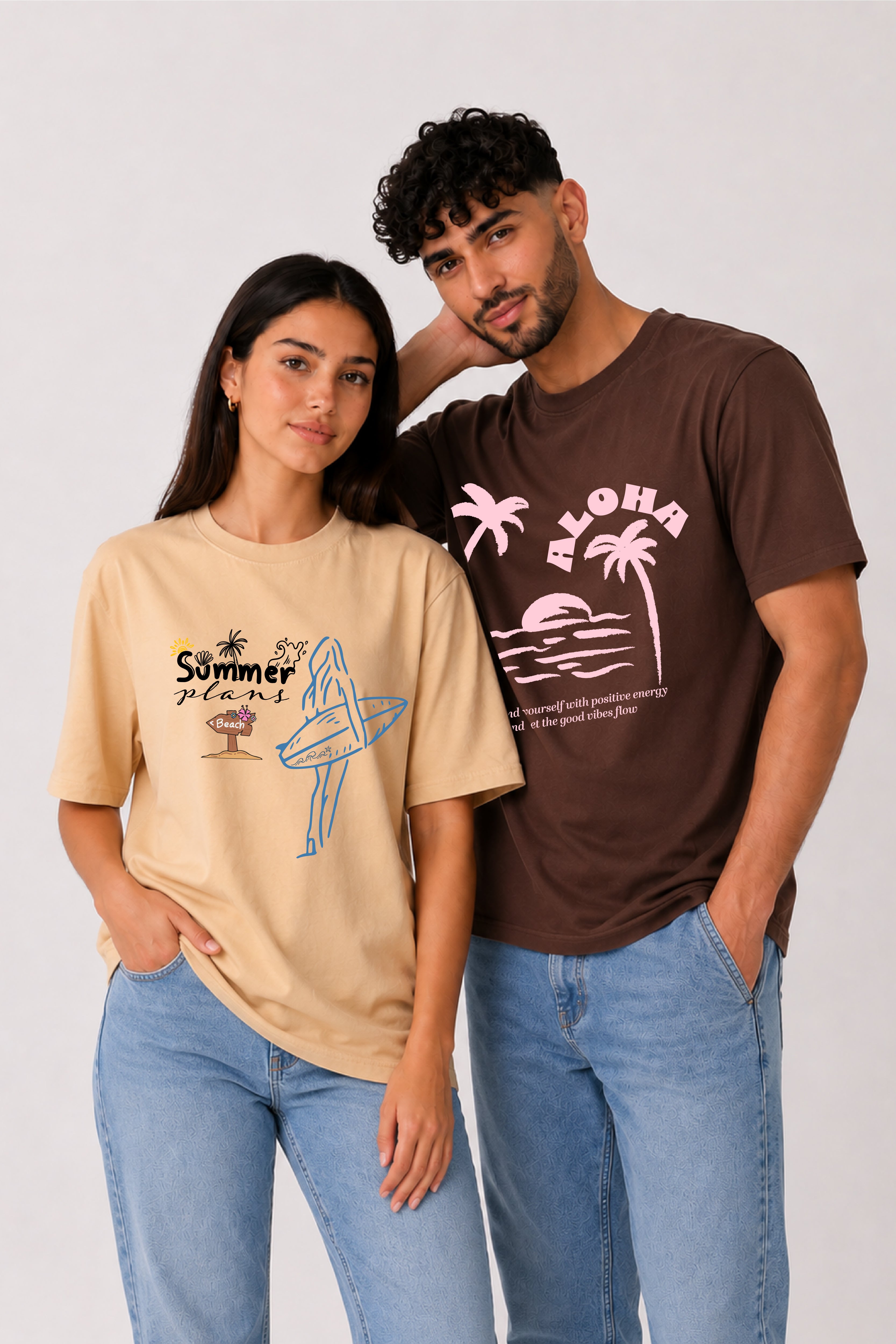 Aloha  Couple Oversized Tees — Pack of 2