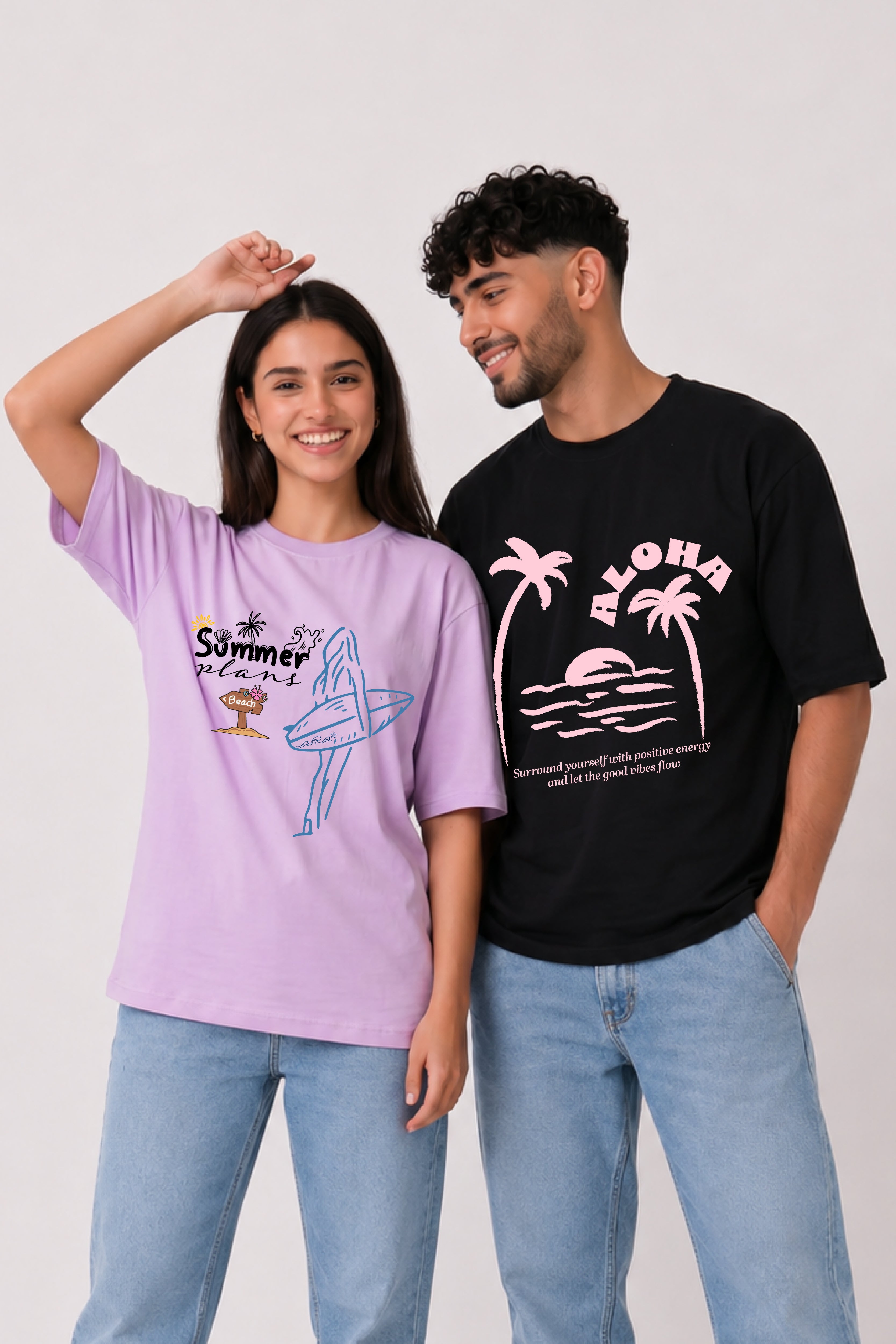 Aloha  Couple Oversized Tees — Pack of 2
