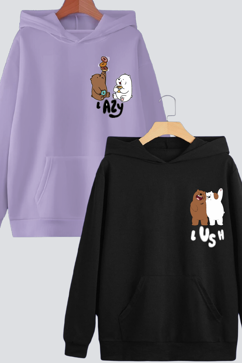 Bare Bears Oversized Drop Shoulder Hoodies - Pack of 2