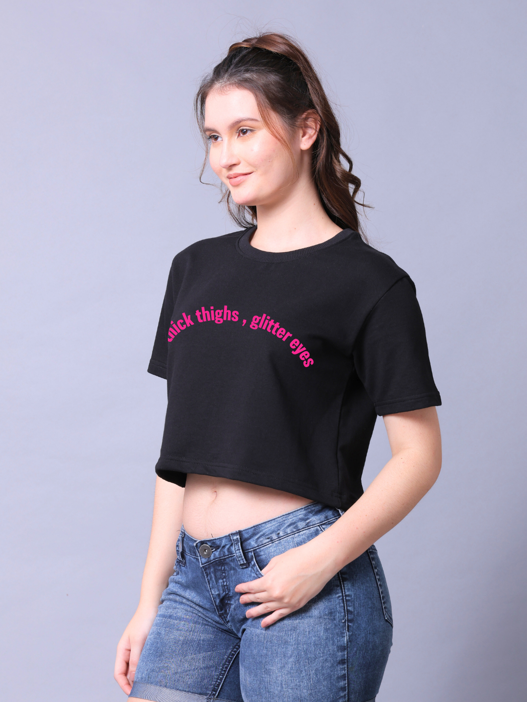 Glitter Eyes Women Crop Top